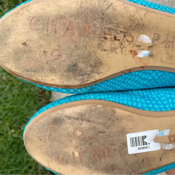 Charles Philip Shanghai Lizzette Leather Flats in Torquose Snake Size 6 - Picture 8 of 10